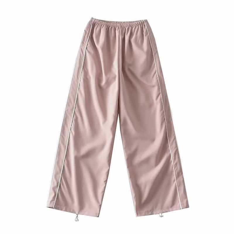 Damen weite Sporthose mit elastischem Bund und seitlichen Kontraststreifen Chic und Stil