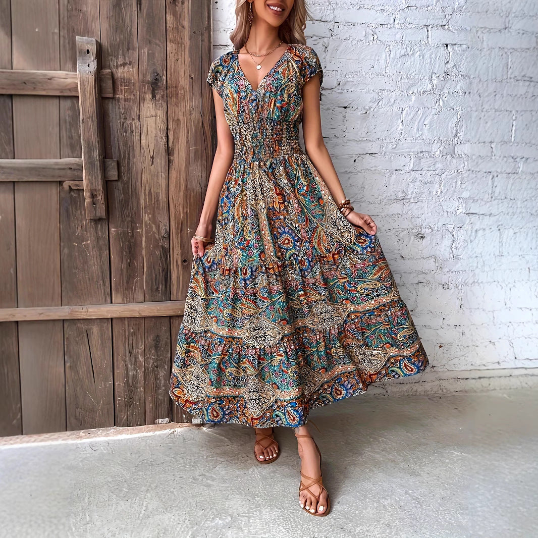 Robe maxi paisley imprimé boho Chic und Stil