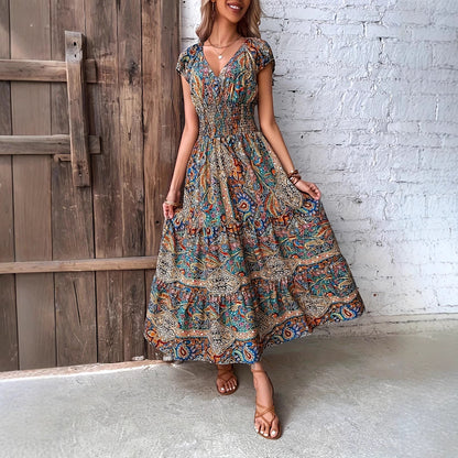 Robe maxi paisley imprimé boho Chic und Stil