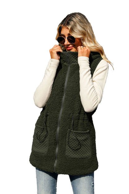 Dames gilet en polaire avec col haut et poches pratiques Chic und Stil