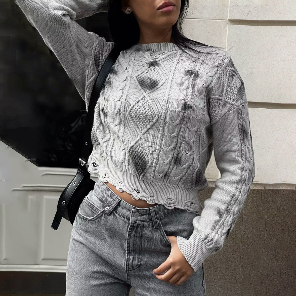 Pull en tricot pour dames avec motif en relief et coupe décontractée Chic und Stil