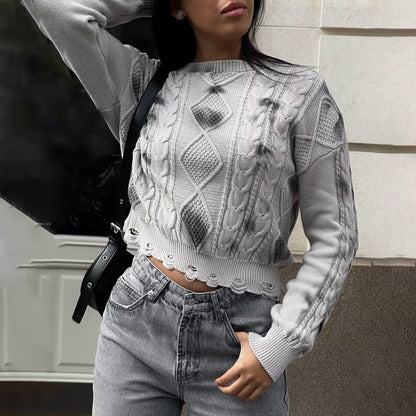 Pull en tricot pour dames avec motif en relief et coupe décontractée Chic und Stil
