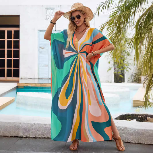 Robe kaftan à motifs vifs Chic und Stil pour femmes