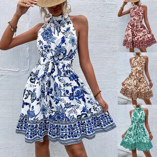 Robe Midi Fleurie Femme avec Design Dos Nu Chic und Stil