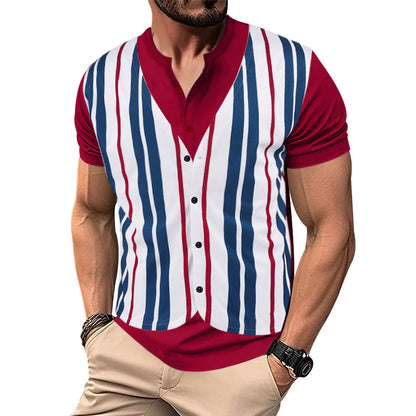 Chemise short pour homme avec un col en V innovant et une patte de boutonnage Chic und Stil