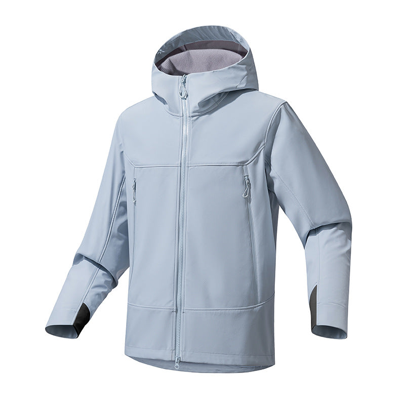 Functional jacket for men with enhanced breathability and an adjustable hood collar Chic and Style