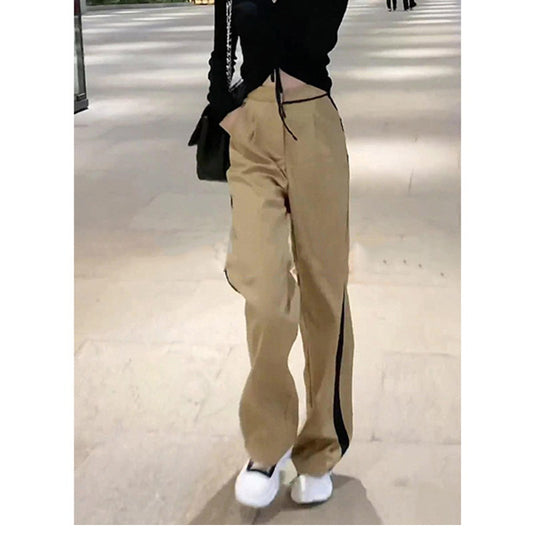 Pantalons larges taille haute pour femmes avec des rayures contrastées Chic und Stil