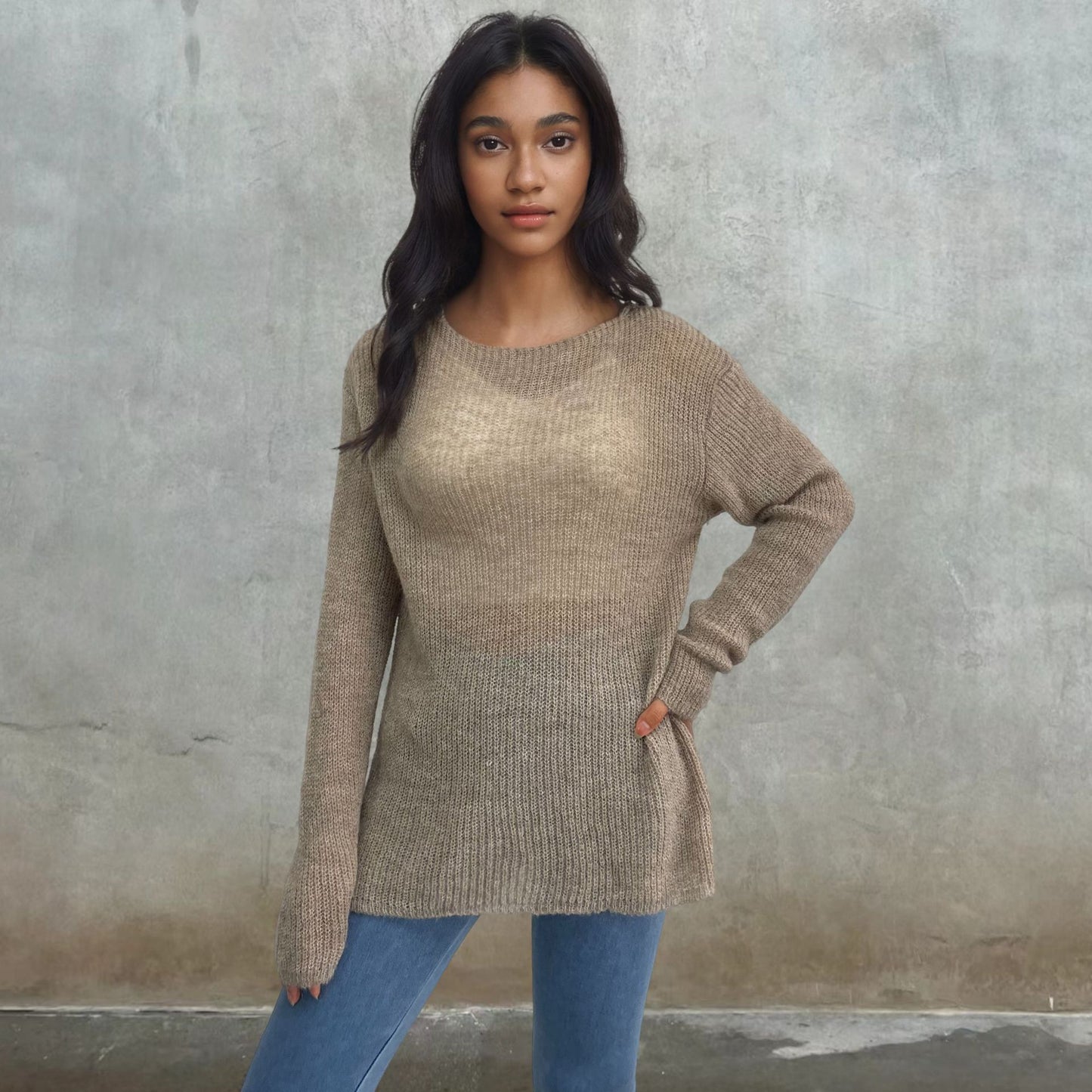 Dames pull léger en tricot transparent Chic und Stil
