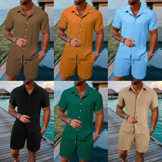 Chemise à manches courtes en rayures pour hommes Set Chic und Stil