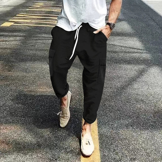 Pantalon cargo décontracté pour hommes avec taille ajustable et poches latérales pratiques Chic und Stil