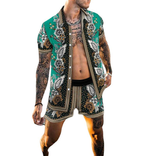 Hommes Ensemble d'été décontracté à motifs floraux Chic und Stil