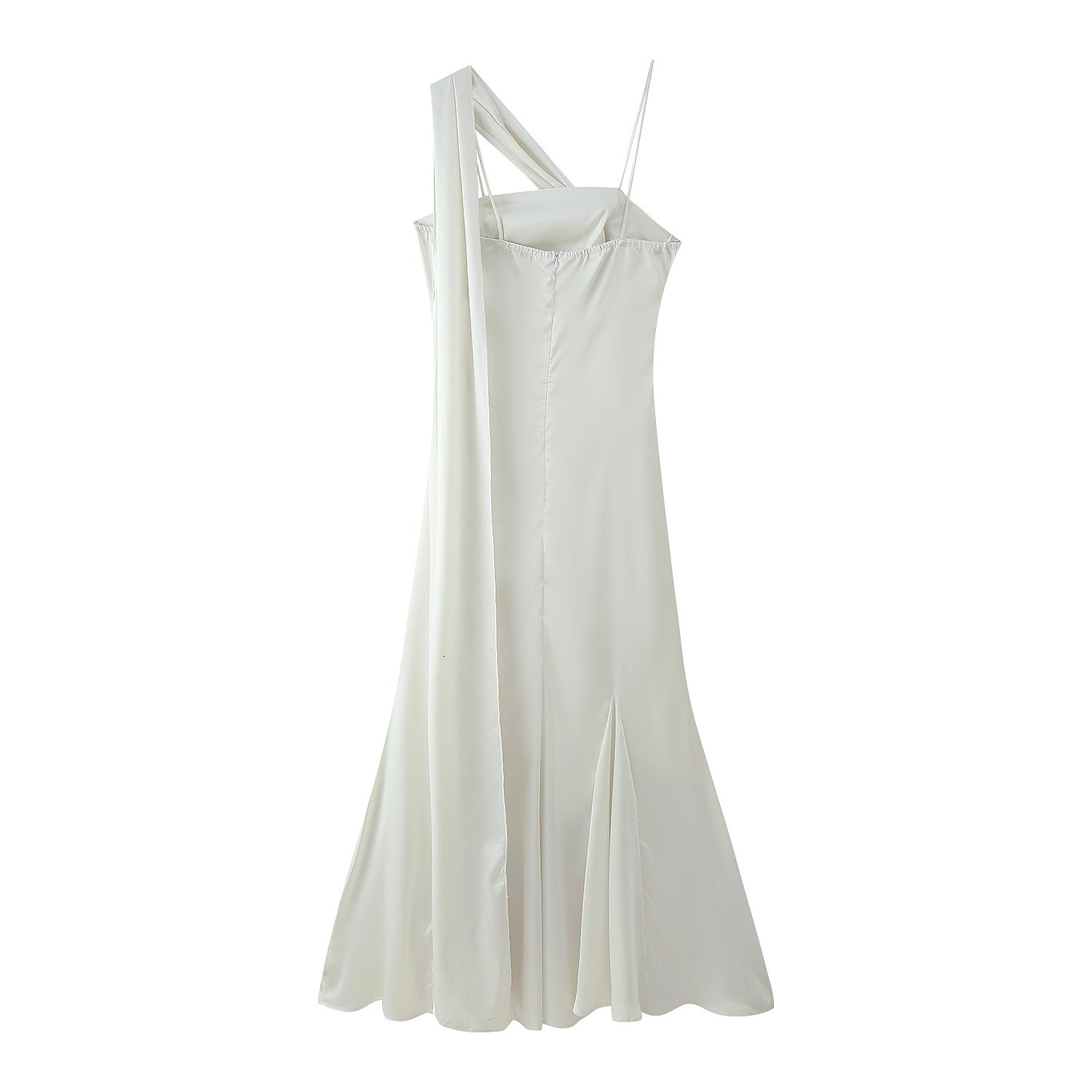 Robe maxi femme avec coupe asymétrique et détail de volants élégant Chic und Stil