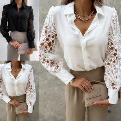 Dames Élégante blouse avec des manches en dentelle romantiques Chic und Stil