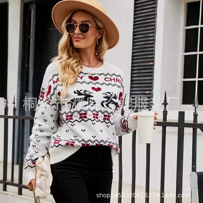 Pulls de Noël pour femmes avec un motif de renne festif et un design tricot moderne Chic und Stil