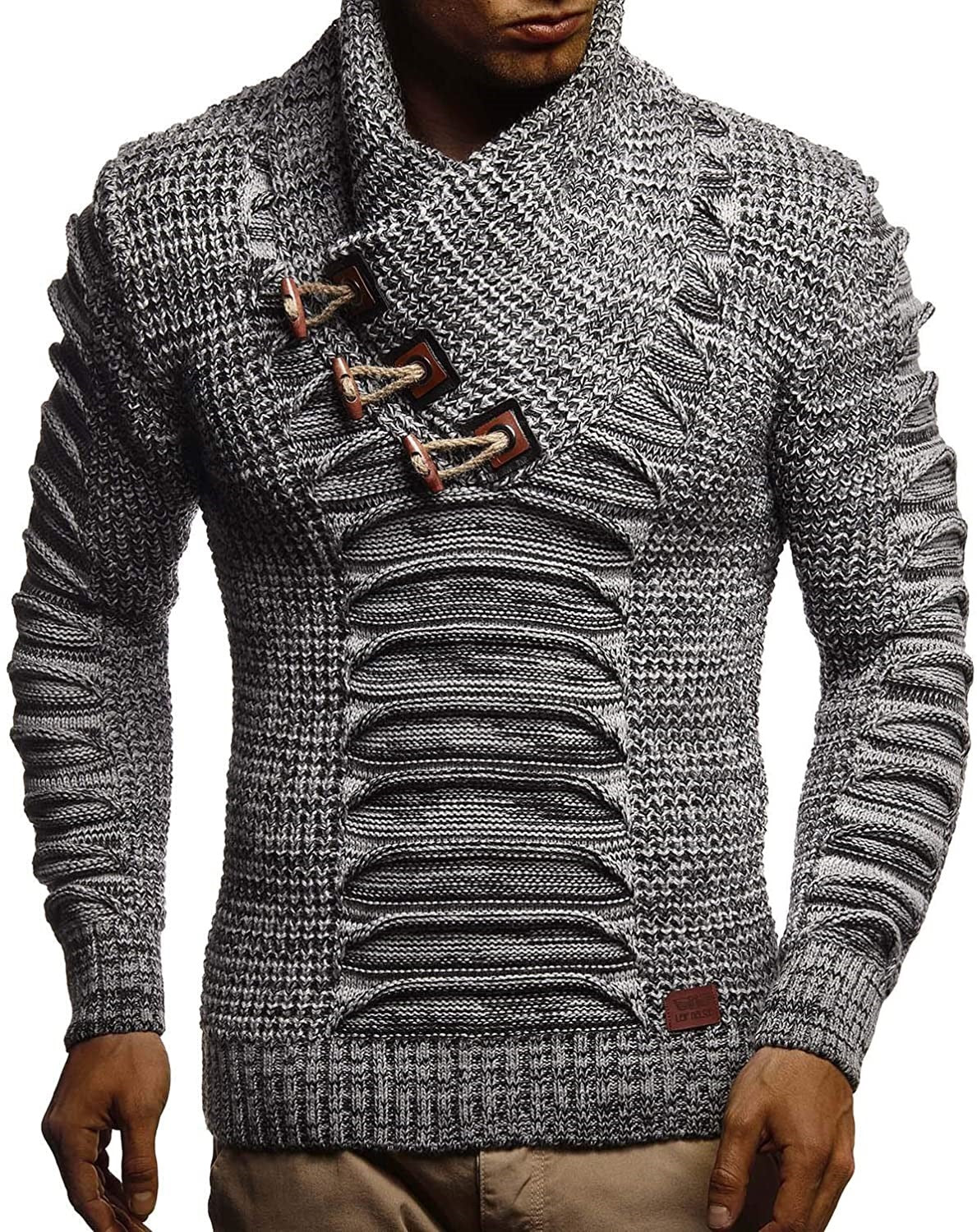 Pull en grosse maille pour homme avec col châle innovant et design rustique Chic und Stil