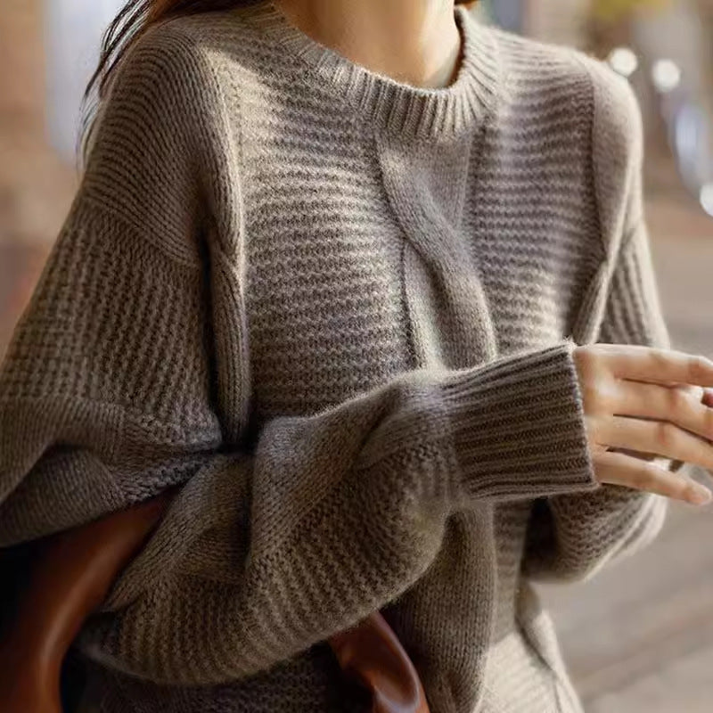 Pull en gros tricot pour femmes avec design structuré et manches larges Chic und Stil