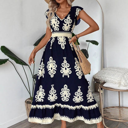 Femmes Robe Maxi Imprimé Bohémien Chic und Stil