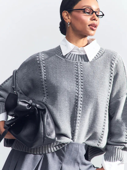 Pull en maille épaisse pour femmes avec une structure élégante et une coupe ample Chic und Stil