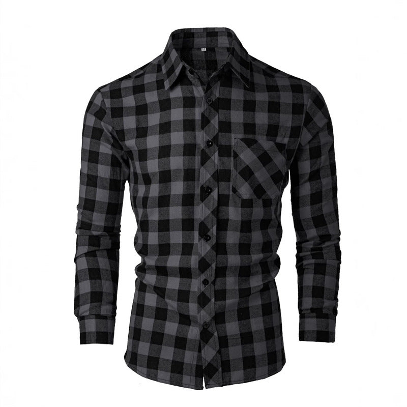 Chemise en flanelle pour hommes avec un motif à carreaux classique et une poche poitrine Chic und Stil