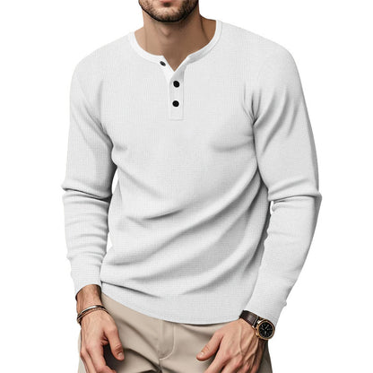 Chemise à manches longues pour hommes avec encolure Henley et surface texturée Chic und Stil