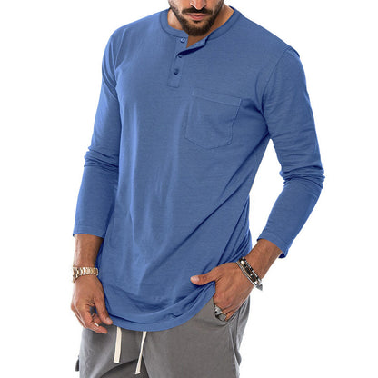 Chemise Henley à manches longues pour hommes avec un élégant bouton-pression et une poche poitrine pratique Chic und Stil