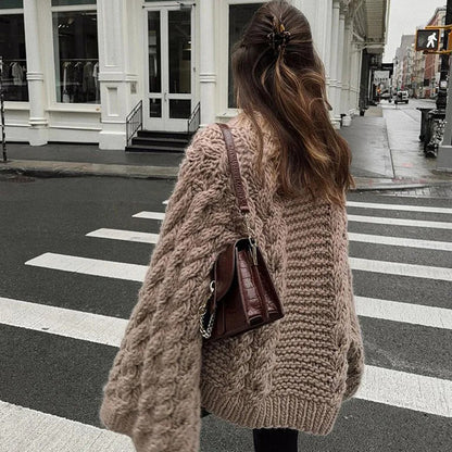 Pull en tricot épais pour femmes avec des manches surdimensionnées Chic und Stil