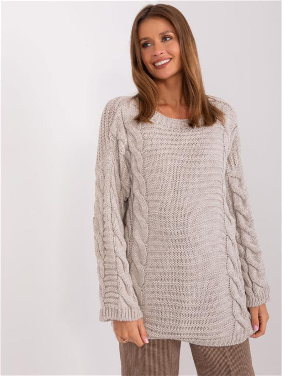 Pull femme en grosse maille avec un motif de torsades moderne et des manches larges Chic und Stil
