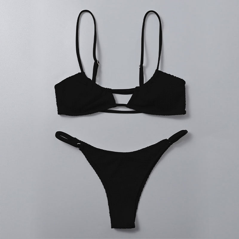 Dames Bralette Texturé Ensemble de Bikini Chic und Stil