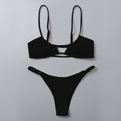 Dames Bralette Texturé Ensemble de Bikini Chic und Stil