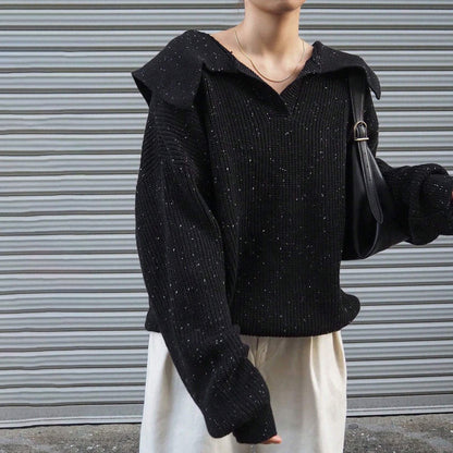 Pull en tricot décontracté pour femmes avec col moderne et détails scintillants Chic und Stil