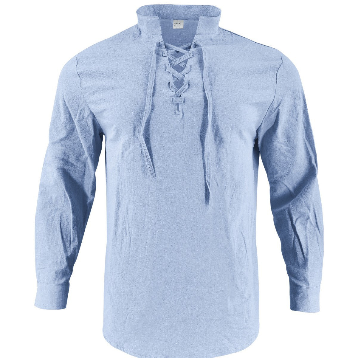 Chemise à manches longues pour hommes avec lacets à la mode et col montant Chic und Stil