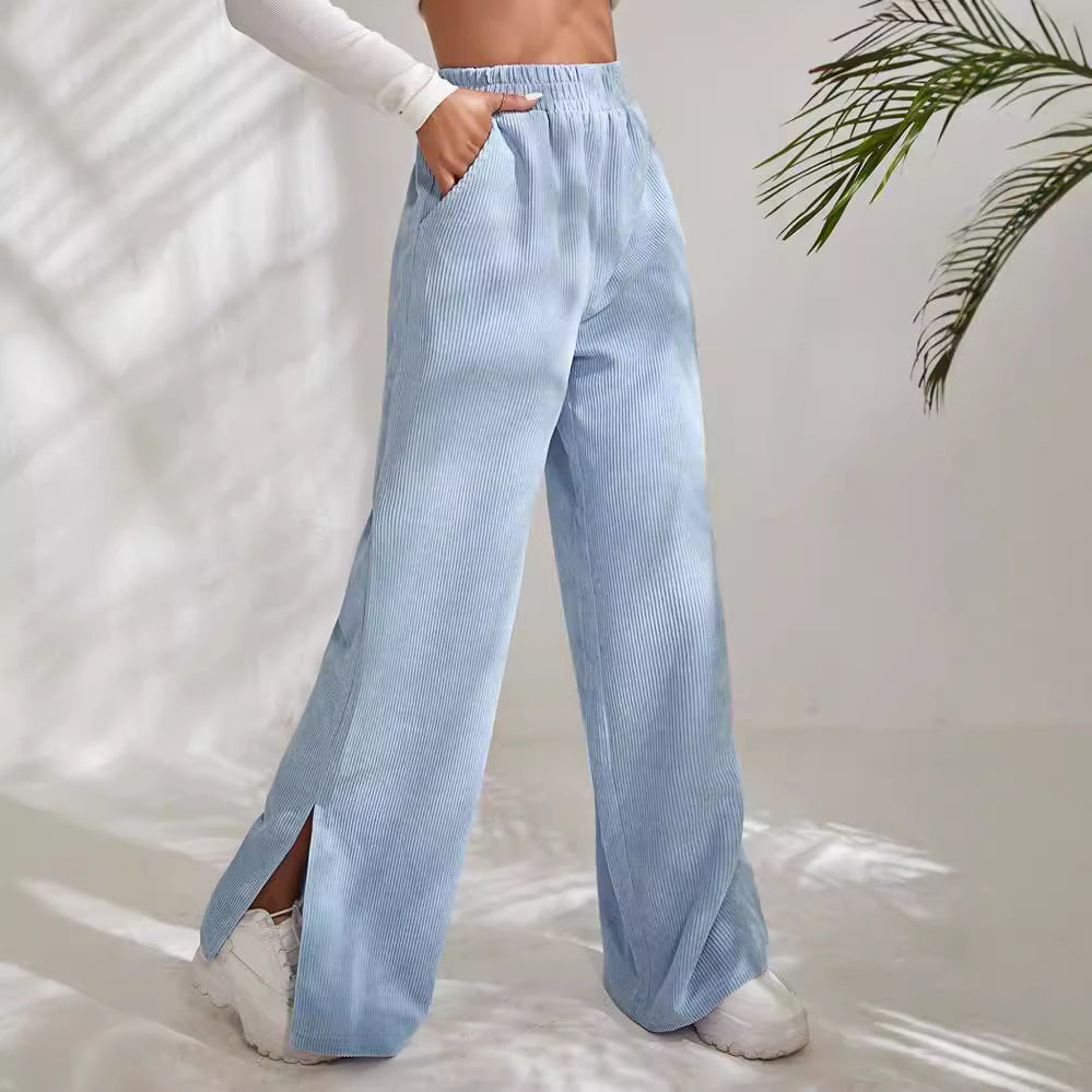 Chic and Style Wide Ribbed Pants for Women