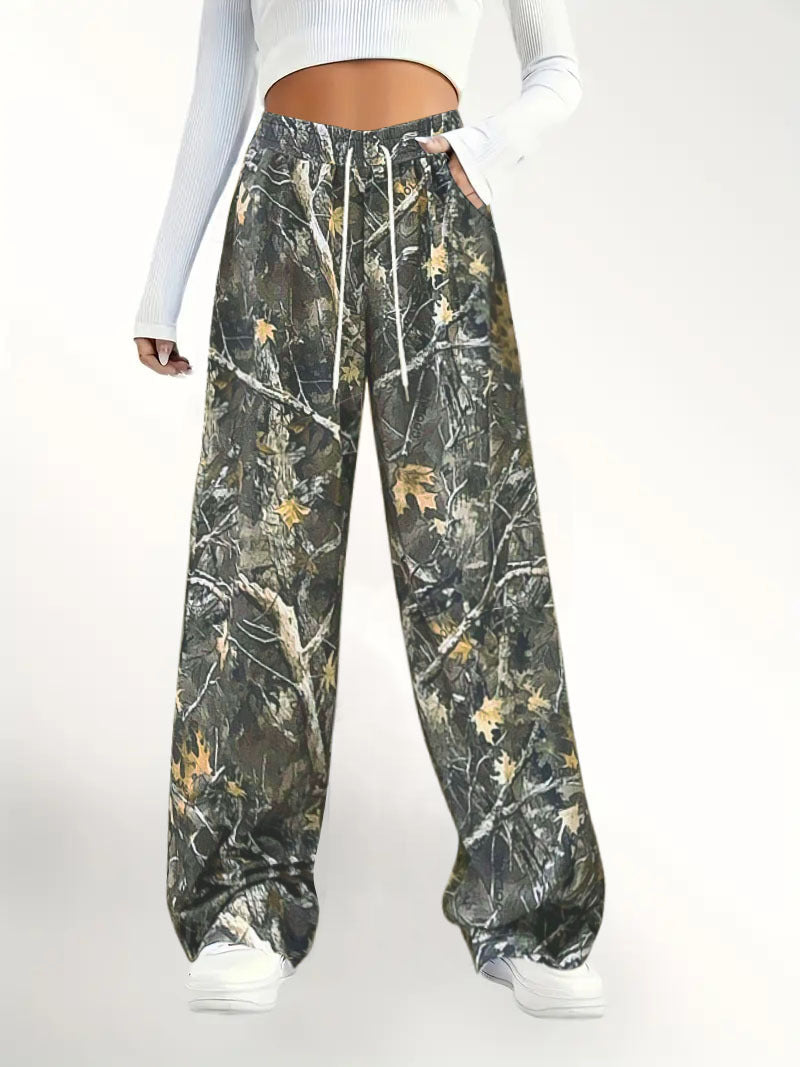 Dames Camouflage Détails Relaxed Fit Jogger-Pantalons Chic und Stil