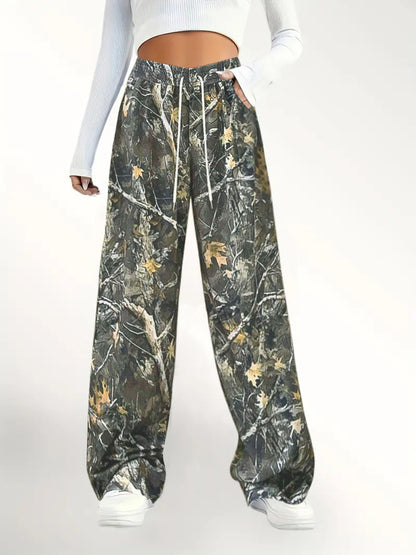 Dames Camouflage Détails Relaxed Fit Jogger-Pantalons Chic und Stil