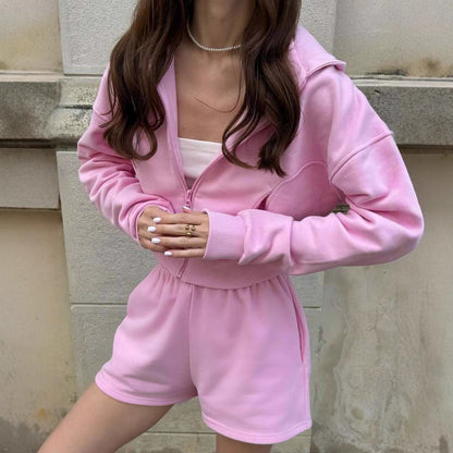 Chic and Style Women's Casual Hoodie and Shorts Set