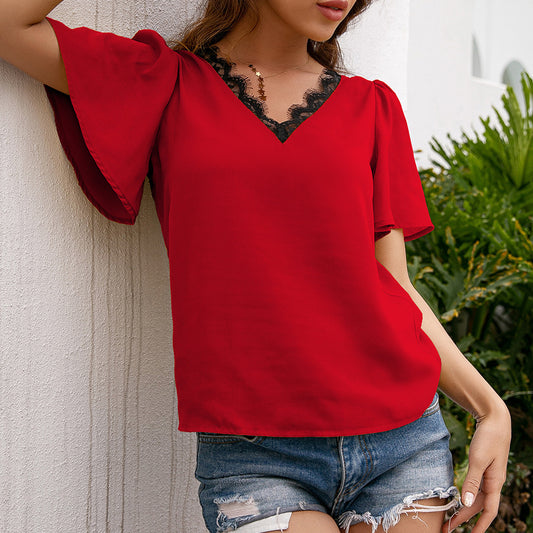 Robe haut élégante avec dentelle et décolleté en V Chic und Stil