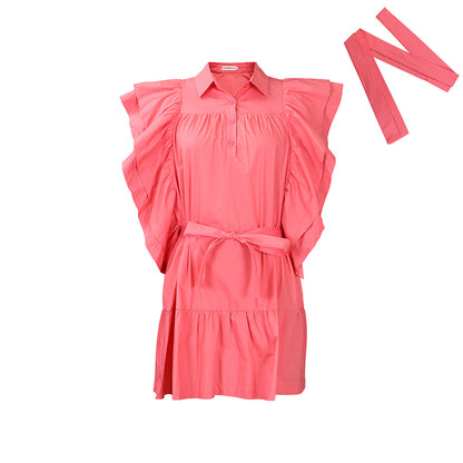 Robe chemise pour femmes avec des manches ruffle volumineuses et une ceinture à la taille Chic und Stil