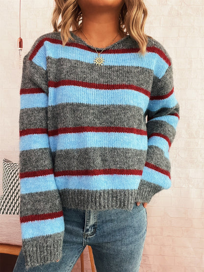 Pull en tricot rayé large à motifs pour femmes avec coupe décontractée Chic und Stil