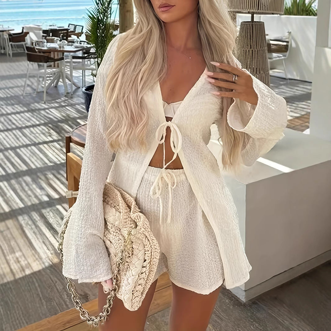 Dames Coupe Détendue Lin Vêtement de Survêtement Set Chic und Stil