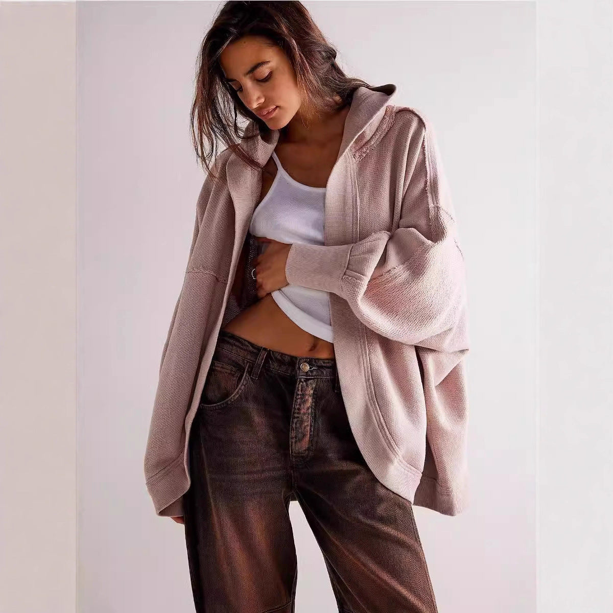 Dames à coupe ample cardigan tricoté avec finitions de manches ouvertes Chic und Stil