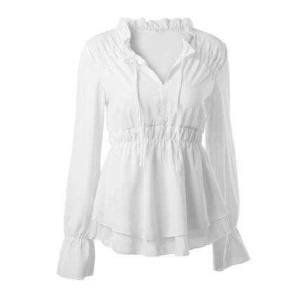 Blouse à volants pour femmes avec taille élastique et manches longues Chic und Stil