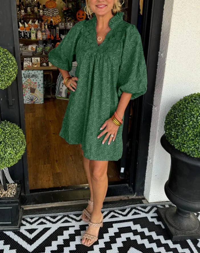 Robe mini brodée bohème pour femmes Chic und Stil