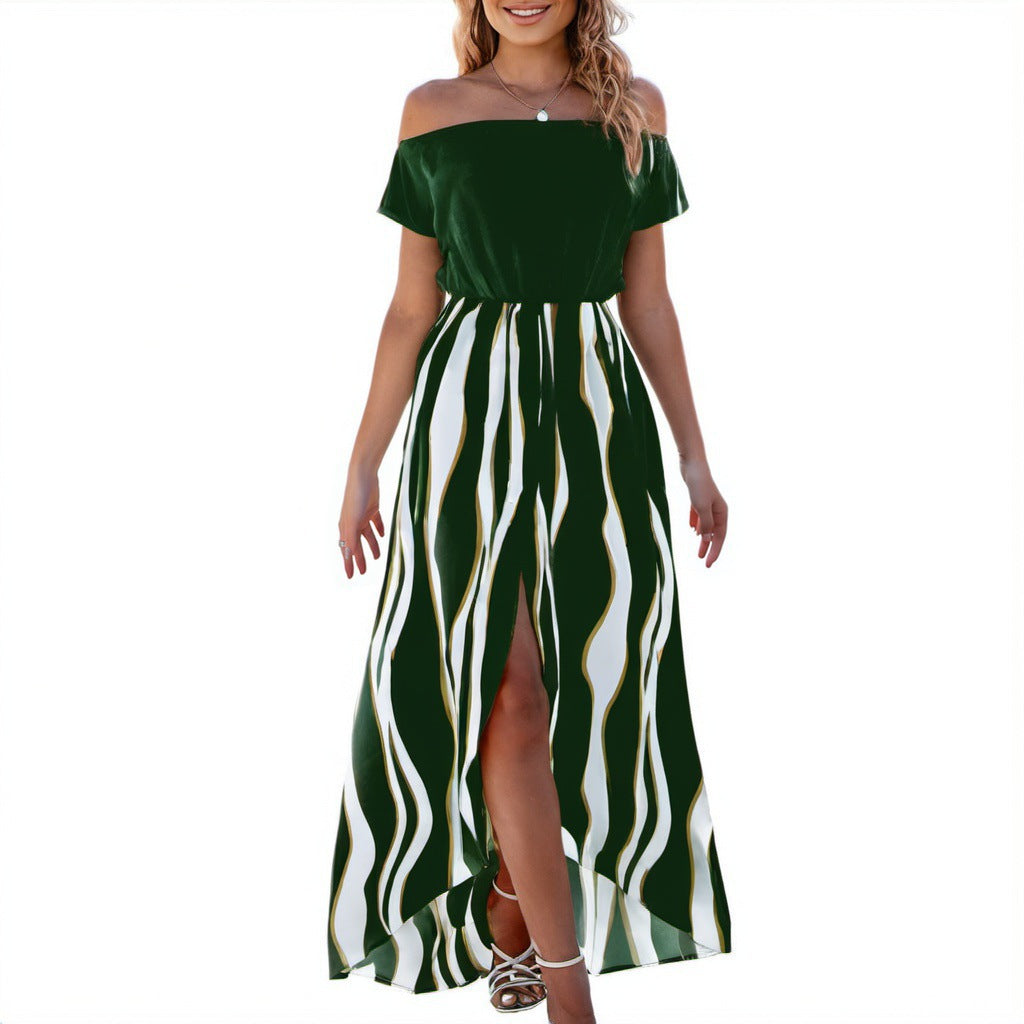 Robe maxi femme avec un élégant décolleté off-shoulder et un design fluide Chic und Stil