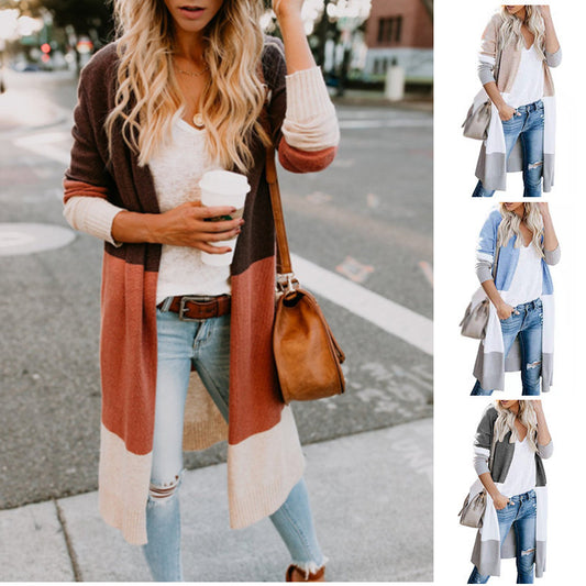 Cardigan en tricot décontracté pour femmes avec des détails modernes en blocs de couleur et des manches longues Chic und Stil