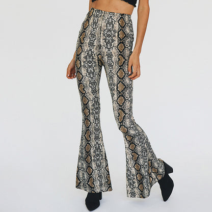 Flared pants for women with snake print Chic and Style