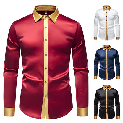 Chemise élégante à manches longues pour homme avec des accents satinés Chic und Stil