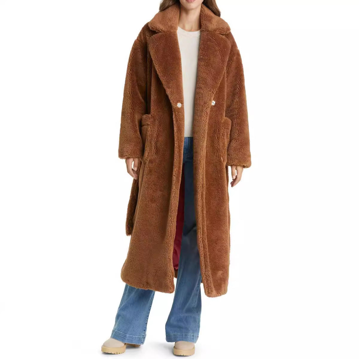 Ladies Long Cozy Robe with Belt and Pockets Chic and Style