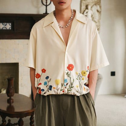 Chemise à manches courtes pour hommes avec motif floral et tissu de haute qualité Chic und Stil