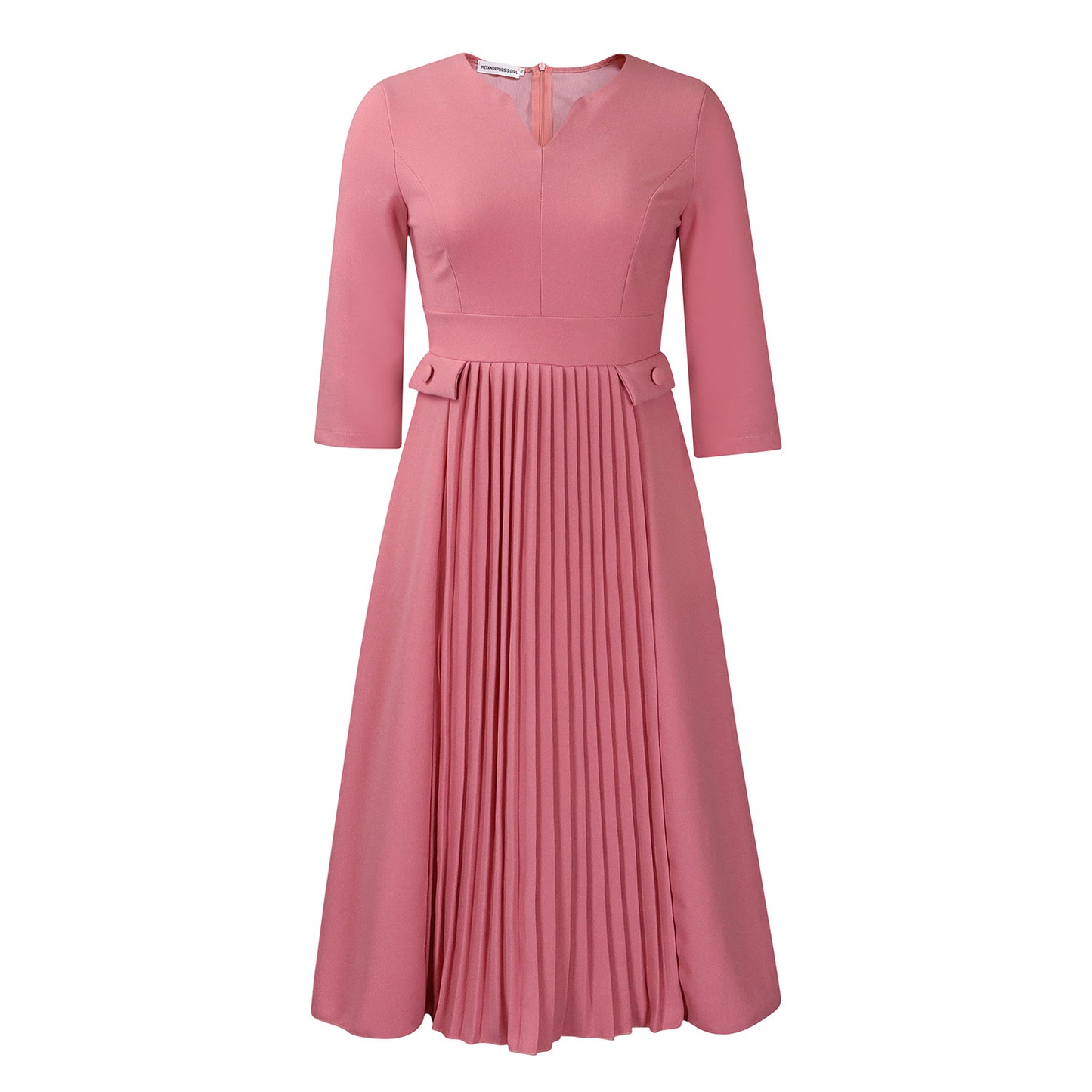 Dames Élégante Robe Midi à Plis Chic und Stil