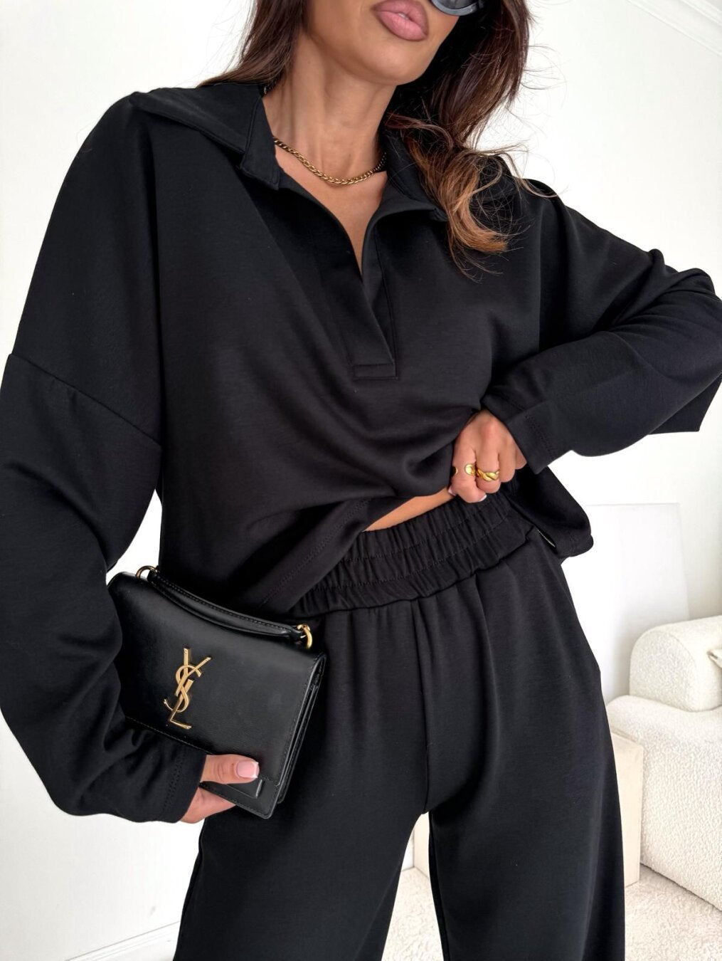 Chemise polo décontractée pour femmes avec patte de boutonnage et manches larges Chic und Stil